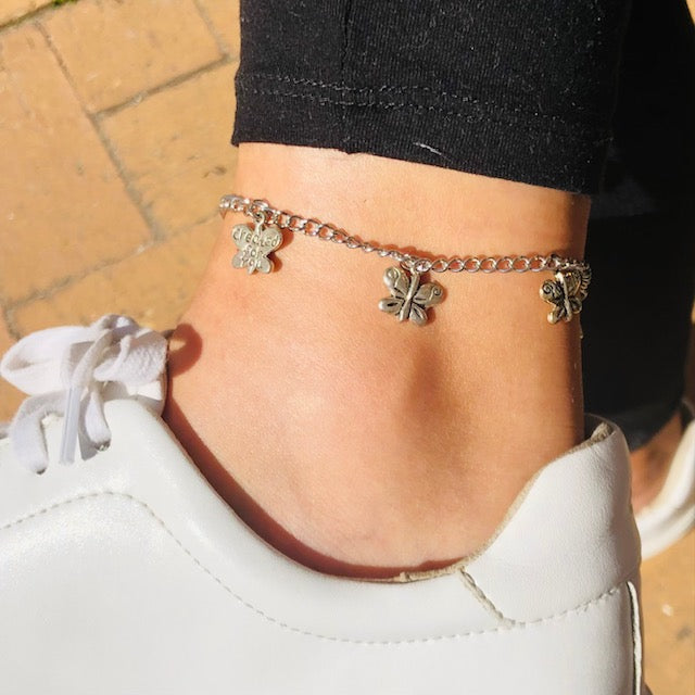 Anklet, Silver Butterfly (free gift bag)