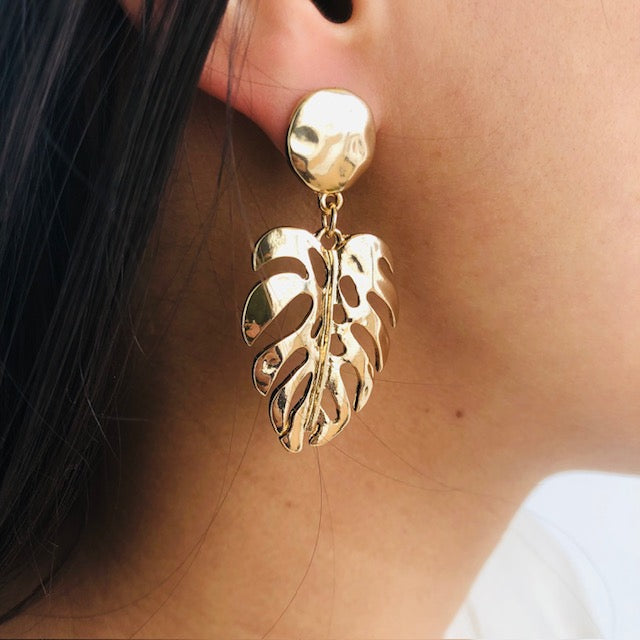 Big Gold Leaf Earrings