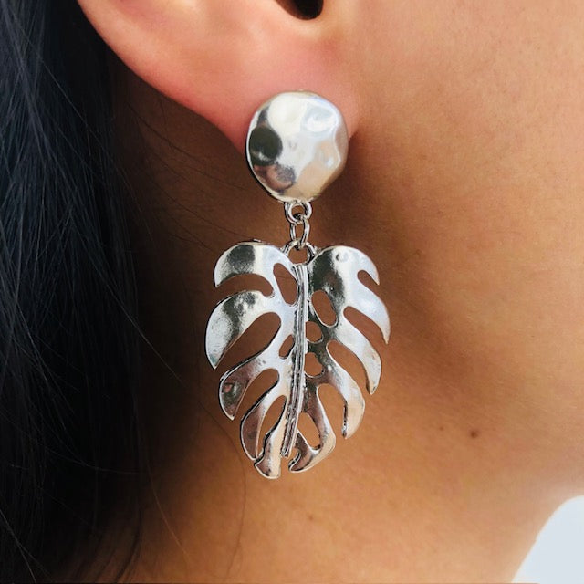 Big Leaf Silver Earrings