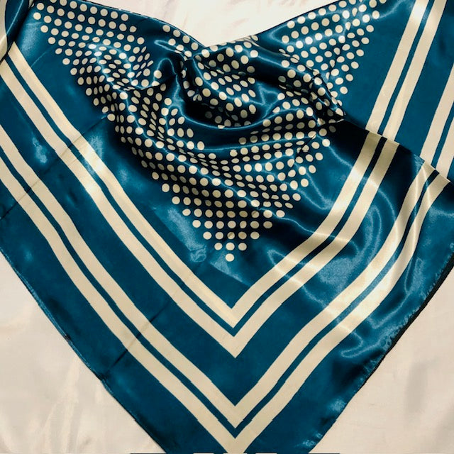 90cm SQ Teal Blue Silky Square Scarf
