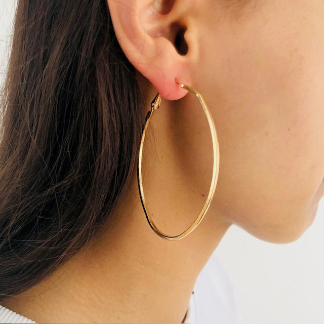 Oval Gold Hoop Earrings