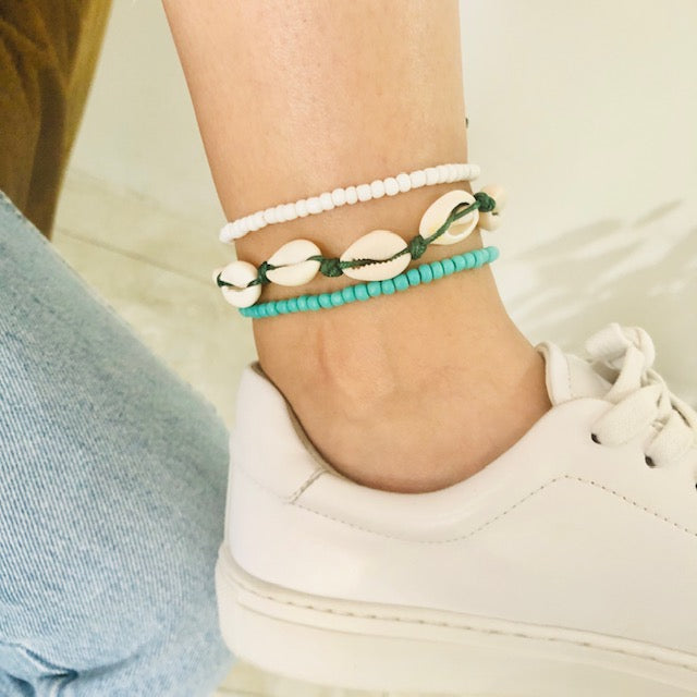 Anklet, Cowrie set of 3 (free gift bag)