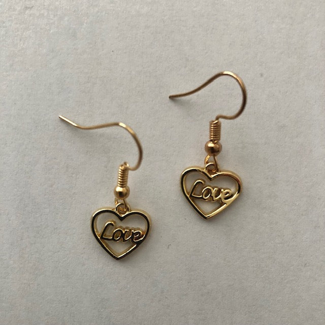 Gold Love Heart girls earrings