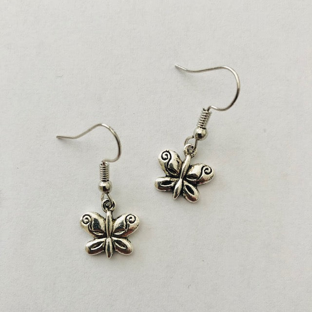 Mini silver butterfly girls earrings