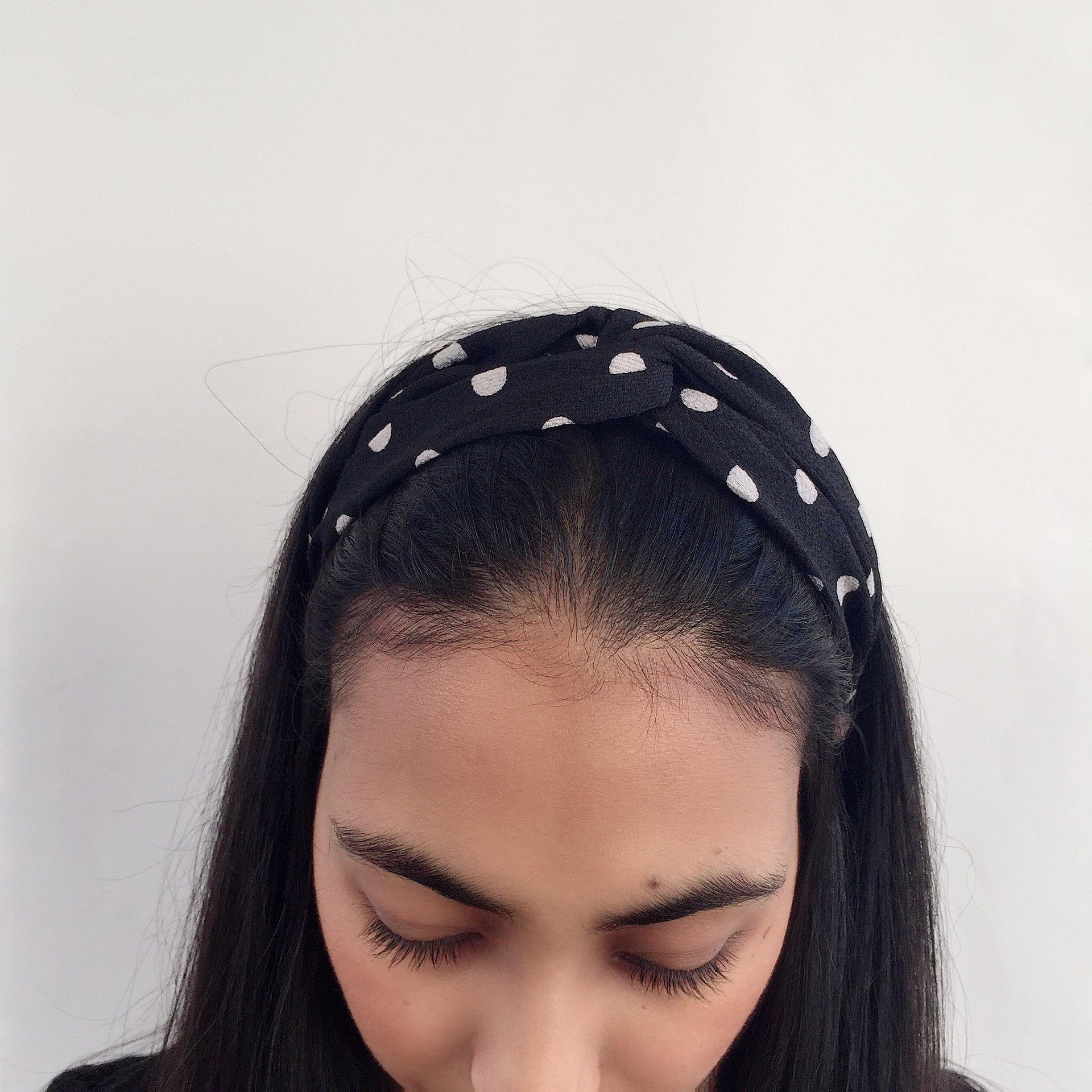 Black and white polka dot headband (not an Alice Band) - Zees Fashion