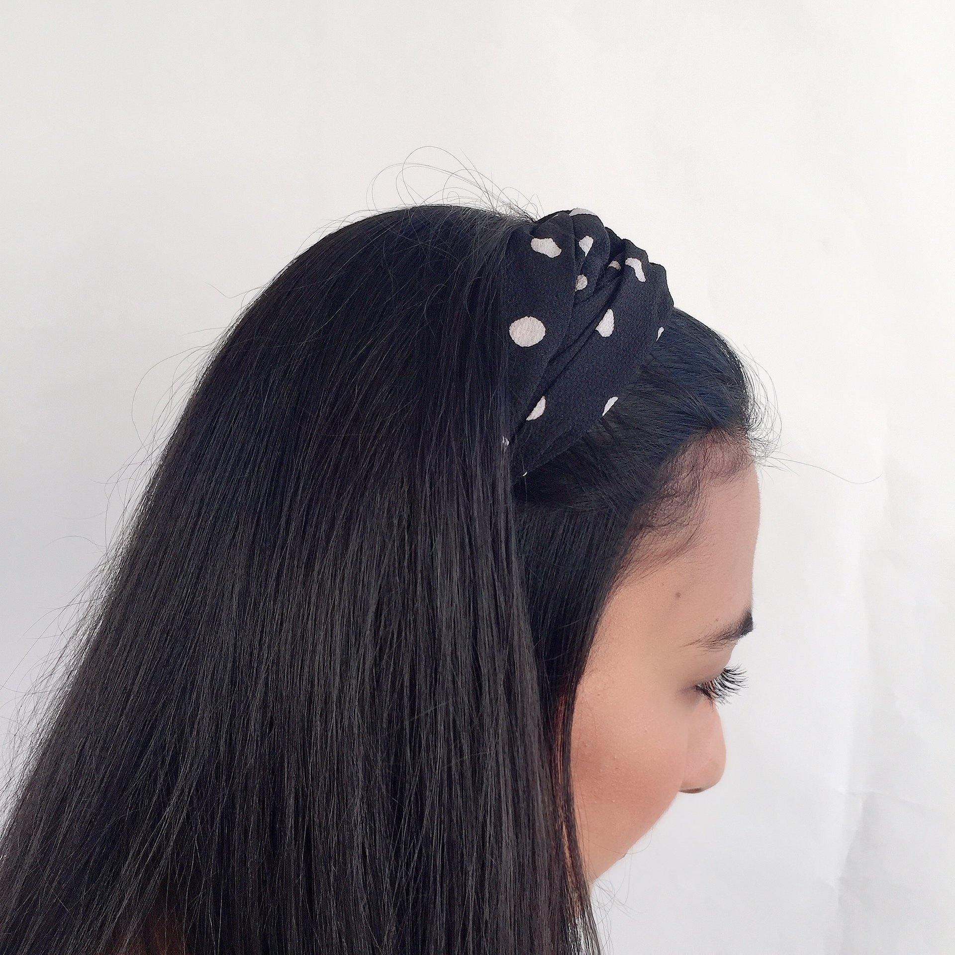 Black and white polka dot headband (not an Alice Band) - Zees Fashion