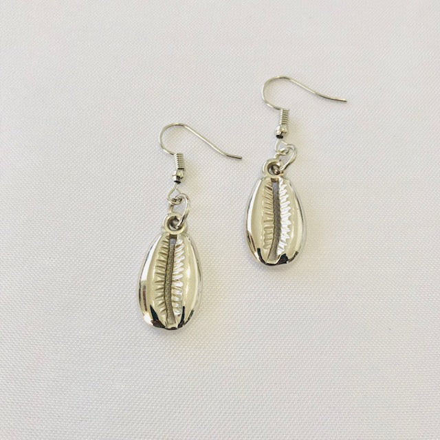 Silver shell cowrie earrings