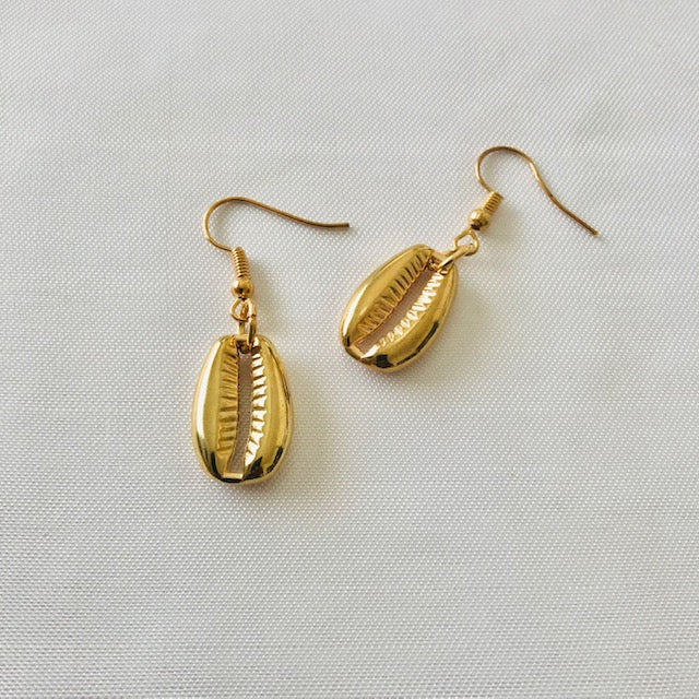 Gold shell cowrie earrings