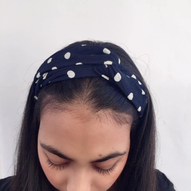 Navy and white polka dot headband (not an Alice Band) - Zees Fashion