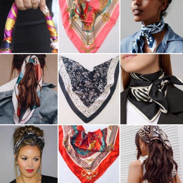 Black paisley silk bandanna square scarf - Zees Fashion